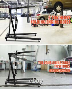 0.5 Ton 2 Ton Hydraulic Folding Engine Crane Hoist Lift Stand Wheels Workshop