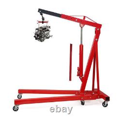 1Ton Red Hydraulic Engine Hoist Crane Stand Folding Workshop Lifting Tools