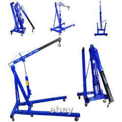 1 Ton 1T Hydraulic Engine Crane Hoist Stand Mechanics Lift Folding Workshop Blue