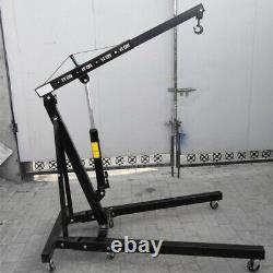 1 Ton Black Hydraulic Engine Hoist Crane Stand Folding Workshop Lifting Tools