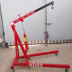1 Ton Car Motor Hydraulic Folding Engine Crane Hoist Lift Stand Workshop Mobile