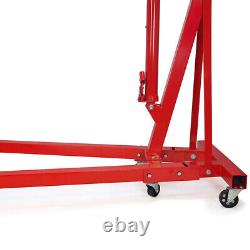 1 Ton Engine Crane Hydraulic Folding Hoist Stand Mobile Workshop Lifter Jack Red