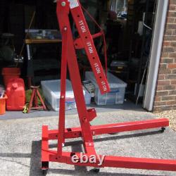 1 Ton Folding Hydraulic Lift Engine Crane Stand Cranes Hoist Jack Garage Shop UK