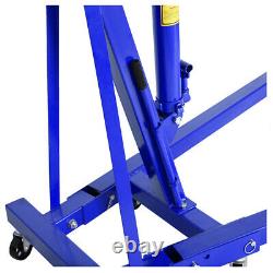 1 Ton Heavy Duty Hydraulic Workshop Folding Engine Crane Stand Hoist Lift Blue