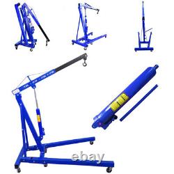 1 Ton Hydraulic Folding Engine Crane Hoist Lift Stand Wheels Easy Move Workshop