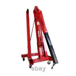 1 Ton Hydraulic Folding Warehouse Engine Crane Hoist Lifter Stand with Wheel Red