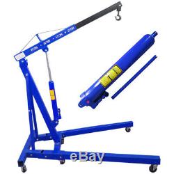 1 Ton Pro Engine Crane Hoist Trolley Folding Carport Tool Blue Portable