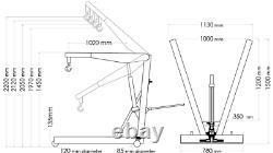 1 Ton Professional Folding Engine Crane Hoist Lift Mechanic Hydraulic Foldable