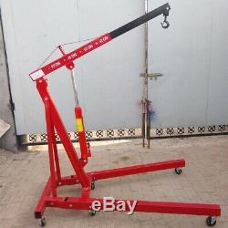 1 Ton Red Folding Engine Crane Stand Hydraulic Lift Jack Hoist Hydraulic Wheel