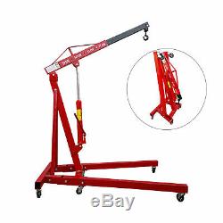 1 Ton Red Folding Engine Crane Stand Hydraulic Lift Jack Hoist Hydraulic Wheel