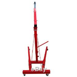 1 Ton Tonne Hydraulic Folding Engine Crane Stand Hoist lift Jack Workshop Red