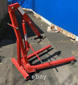 1 Ton Tonne Hydraulic Folding Workshop Engine Crane Stand Hoist Lift Jack Red