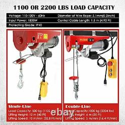 2200lb (1 Ton) Electric Hoist Lift Overhead Winch 4.92 Ft Remote Control Hook