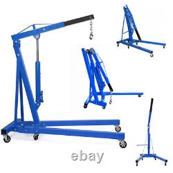 2Ton 2000kg Hydraulic Folding Engine Crane Hoist Lift Stand Garage Workshop Blue
