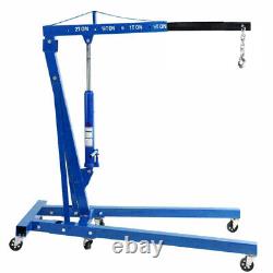 2Ton 2000kg Hydraulic Folding Engine Crane Hoist Lift Stand Garage Workshop Blue