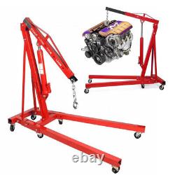 2Ton Hydraulic Engine Crane Car Garage Lifting Shop Crane Hoist Mobile Foldable