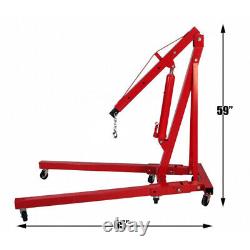 2Ton Hydraulic Engine Crane Car Garage Lifting Shop Crane Hoist Mobile Foldable