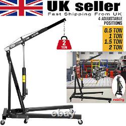 2Ton Hydraulic Folding Engine Crane Hoist Lift Lifter Jack Stand Workshop Wheels