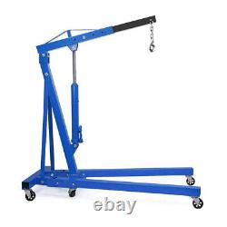 2Ton Hydraulic Folding Engine Crane Hoist Lift Stand 2000kg Garage Workshop Blue