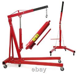 2Ton Hydraulic Folding Engine Crane Hoist Lift Stand 2000kg Garage Workshop Red