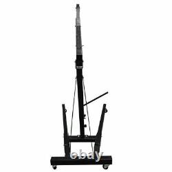 2Ton Hydraulic Folding Engine Crane Stand Hoist lift Jack Wheels Easy Move Black