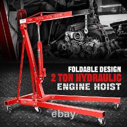 2Ton Hydraulic Folding Engine Crane Stand Jack Workshop Garage Hoist Lift Lifter