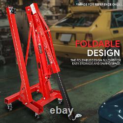 2Ton Hydraulic Folding Engine Crane Stand Jack Workshop Garage Hoist Lift Lifter