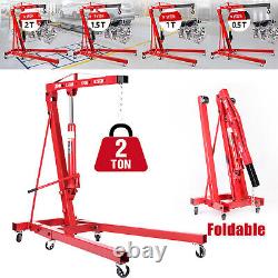 2Ton Hydraulic Folding Engine Crane Stand Jack Workshop Garage Hoist Lift Lifter