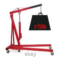 2Ton Tonne Folding Hydraulic Engine Crane Portable Shop Lift Hoist Stand Lifting