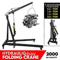 2Ton Tonne HydraulicHeavy Duty Folding Engine Crane Stand Hoist lift Jack Black