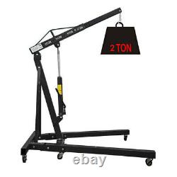 2Ton Tonne Hydraulic Folding Engine Crane Stand Motor Hoist Lift Jack Adjustable