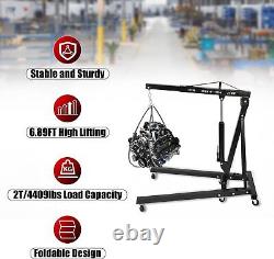 2Ton Tonne Hydraulic Folding Engine Crane Stand Motor Hoist Lift Jack Adjustable