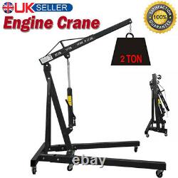 2 TON Hydraulic Folding Engine Crane Hoist Lift Workshop Stand Wheels Garage UK