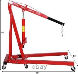 2 Ton 2000KG Hydraulic Folding Engine Crane Hoist Lift Stand Car Garage Workshop