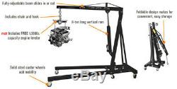 2 Ton 2000kg 2T Hydraulic Folding Engine Crane Hoist Lift Stand Garage Workshop