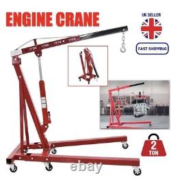 2 Ton Engine Crane Hydraulic Folding Hoist Stand Warehouse Factory Mobile Lifter
