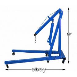 2 Ton Folding Engine Crane Workshop Hoist 2000kg Hydraulic Lifting Blue Tools UK