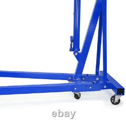 2 Ton Folding Engine Crane Workshop Hoist 2000kg Hydraulic Lifting Blue Tools UK