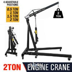 2 Ton Hydraulic Engine Crane Folding Hoist Stand Jack Garage Workshop Adjustabl