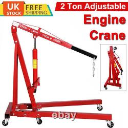 2 Ton Hydraulic Engine Crane Hoist Stand Folding Lifter Lift with Wheels Red