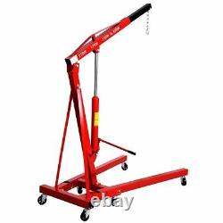 2 Ton Hydraulic Engine Crane Hoist Stand Folding Lifter Lift with Wheels Red