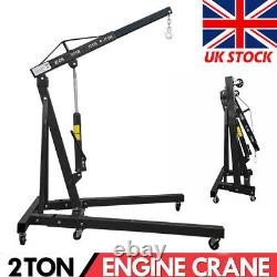 2 Ton Hydraulic Engine Crane Stand Hoist lift Jack Wheels Workshop Folding Tonne