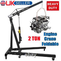 2 Ton Hydraulic Foldable Workshop Engine Crane Hoist Lift Stand Wheels Black UK