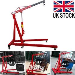 2 Ton Hydraulic Folding Engine Crane Hoist Lift Lifting Stand Wheels Workshop UK