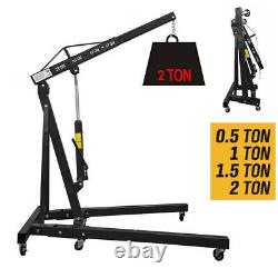 2 Ton Hydraulic Folding Engine Crane Hoist Lift Stand 2000kg Garage Workshop