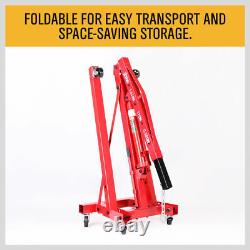 2 Ton Hydraulic Folding Engine Crane Hoist Lift Stand 2000kg Garage Workshop Red