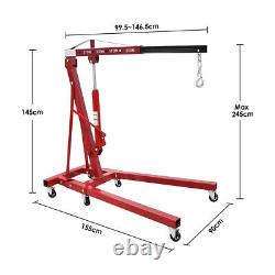 2 Ton Hydraulic Folding Engine Crane Hoist Lift Stand Garage Workshop Adjustable