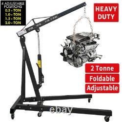 2 Ton Hydraulic Folding Engine Crane Hoist Lift Stand Garage Workshop Black