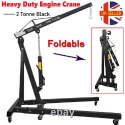 2 Ton Hydraulic Folding Engine Crane Hoist Lift Stand Wheels Easy Move Workshop