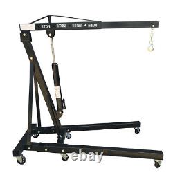 2 Ton Hydraulic Folding Engine Crane Hoist Lift Stand Wheels Easy Move Workshop